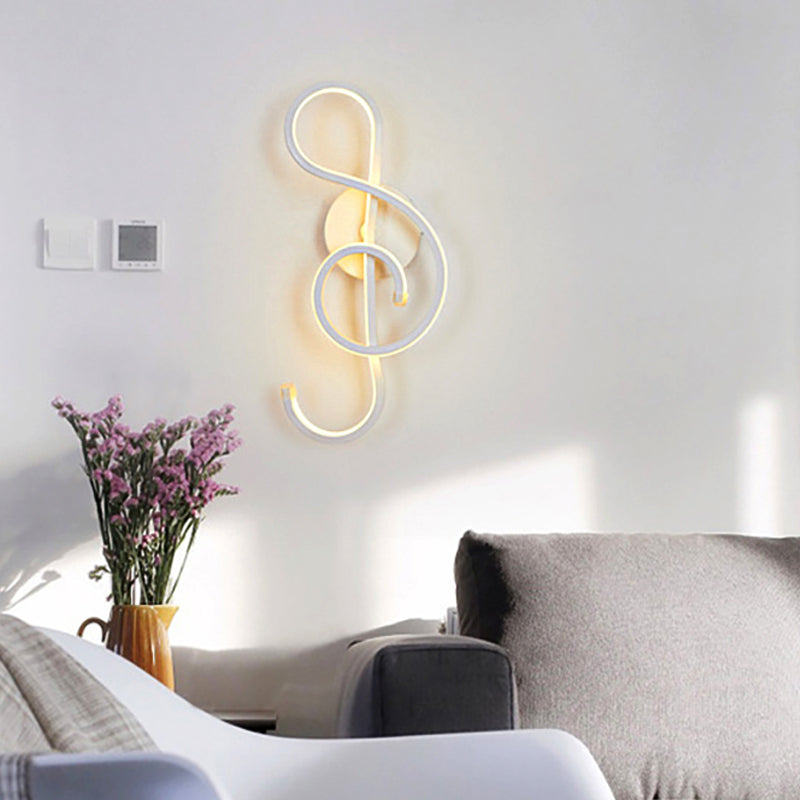 Rhythm Shaped Bedroom Wall Sconce Modern Stype Black/White Acrylic LED Wall Mounted Lamp, Neutral/Warm/White Light Clearhalo 'Modern wall lights' 'Modern' 'Wall Lamps & Sconces' 'Wall Lights' Lighting' 219726