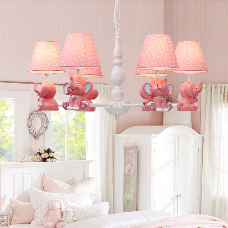 Elephant Child Room Chandelier Light Resin Kids Style Pendant Light Fixture with Empire Shade Clearhalo 'Ceiling Lights' 'Chandeliers' Lighting' options 2197266