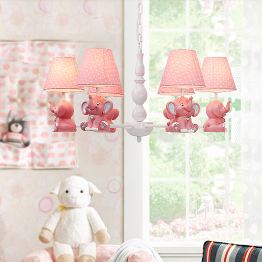 Elephant Child Room Chandelier Light Resin Kids Style Pendant Light Fixture with Empire Shade Clearhalo 'Ceiling Lights' 'Chandeliers' Lighting' options 2197268