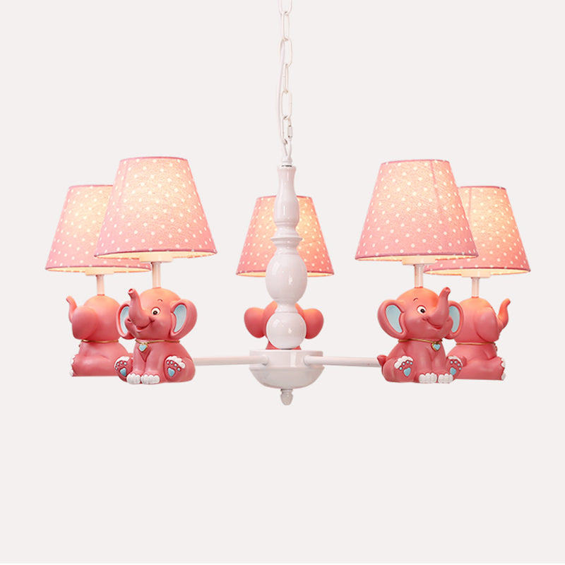 Elephant Child Room Chandelier Light Resin Kids Style Pendant Light Fixture with Empire Shade Clearhalo 'Ceiling Lights' 'Chandeliers' Lighting' options 2197269