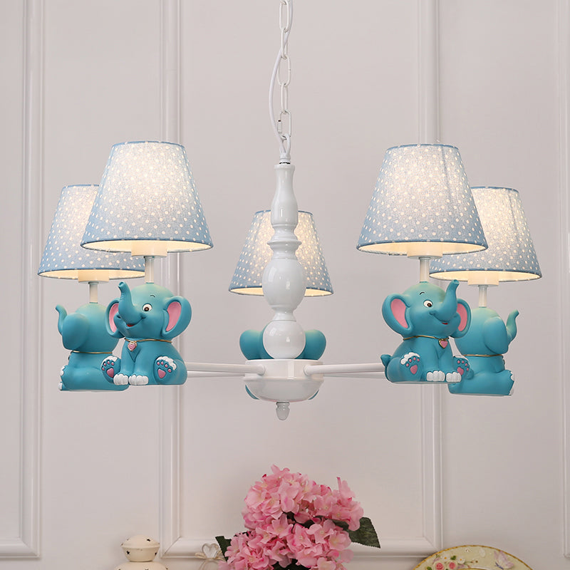 Elephant Child Room Chandelier Light Resin Kids Style Pendant Light Fixture with Empire Shade Clearhalo 'Ceiling Lights' 'Chandeliers' Lighting' options 2197273