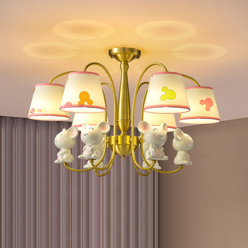 Animal Suspension Light Kids Resin Nursery Chandelier Light with Empire Shade in White Clearhalo 'Ceiling Lights' 'Chandeliers' Lighting' options 2197386