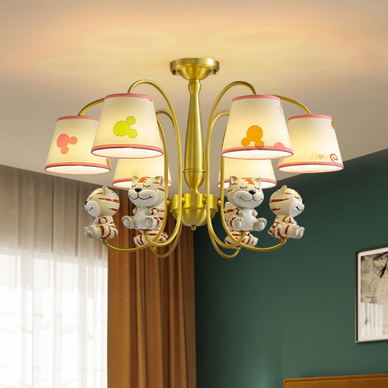 Animal Suspension Light Kids Resin Nursery Chandelier Light with Empire Shade in White Clearhalo 'Ceiling Lights' 'Chandeliers' Lighting' options 2197390