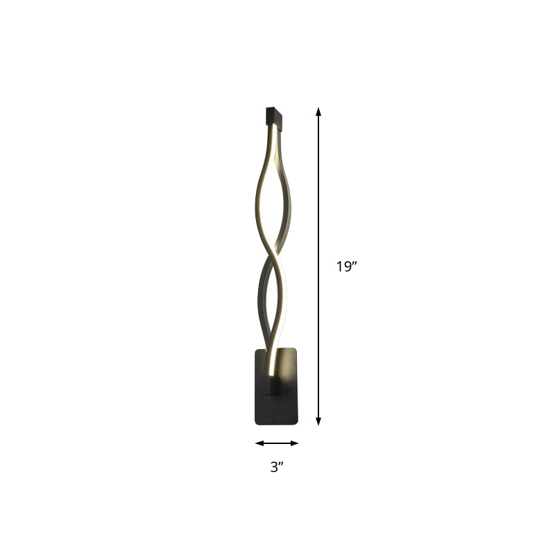 Acrylic Twisting Body Wall Light Sconce Modern Black/White Wall Mount Lamp in Neutral/Warm/White Light Clearhalo 'Modern wall lights' 'Modern' 'Wall Lamps & Sconces' 'Wall Lights' Lighting' 219741