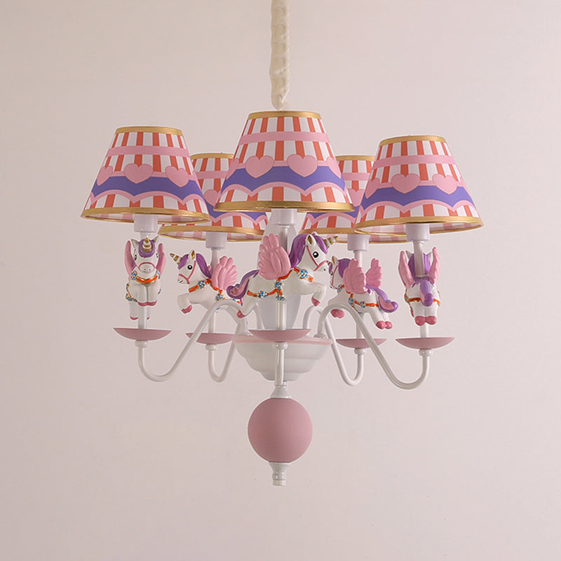 Cartoon Flying Unicorn Chandelier Pendant Light Resin Nursery Hanging Light with Empire Shade Clearhalo 'Ceiling Lights' 'Chandeliers' Lighting' options 2197425