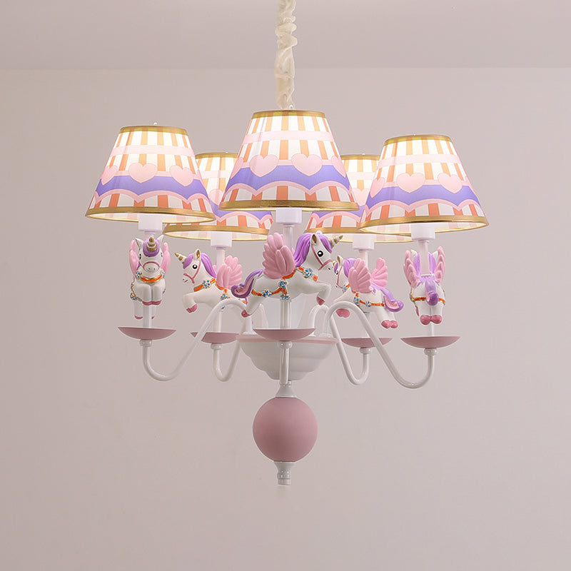 Cartoon Flying Unicorn Chandelier Pendant Light Resin Nursery Hanging Light with Empire Shade Clearhalo 'Ceiling Lights' 'Chandeliers' Lighting' options 2197426