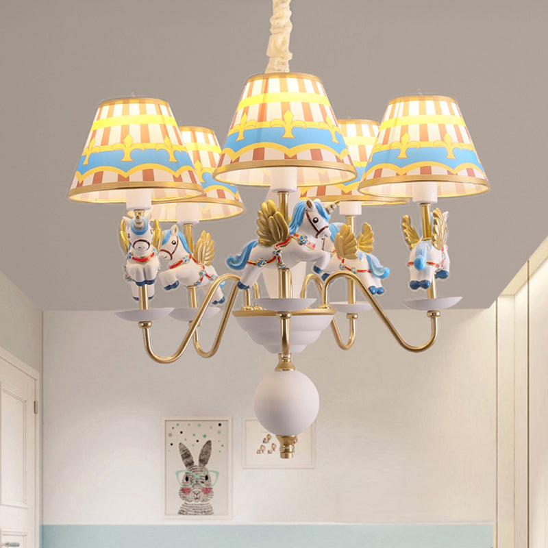 Cartoon Flying Unicorn Chandelier Pendant Light Resin Nursery Hanging Light with Empire Shade Clearhalo 'Ceiling Lights' 'Chandeliers' Lighting' options 2197427