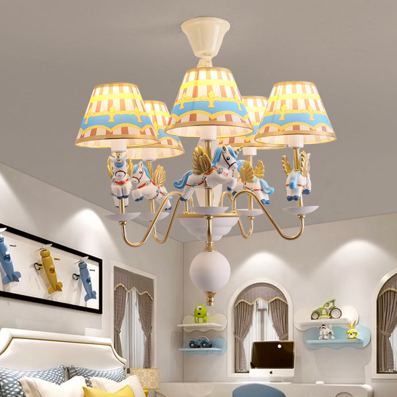 Cartoon Flying Unicorn Chandelier Pendant Light Resin Nursery Hanging Light with Empire Shade Clearhalo 'Ceiling Lights' 'Chandeliers' Lighting' options 2197428