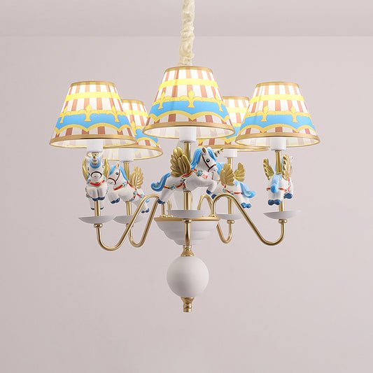 Cartoon Flying Unicorn Chandelier Pendant Light Resin Nursery Hanging Light with Empire Shade Clearhalo 'Ceiling Lights' 'Chandeliers' Lighting' options 2197429