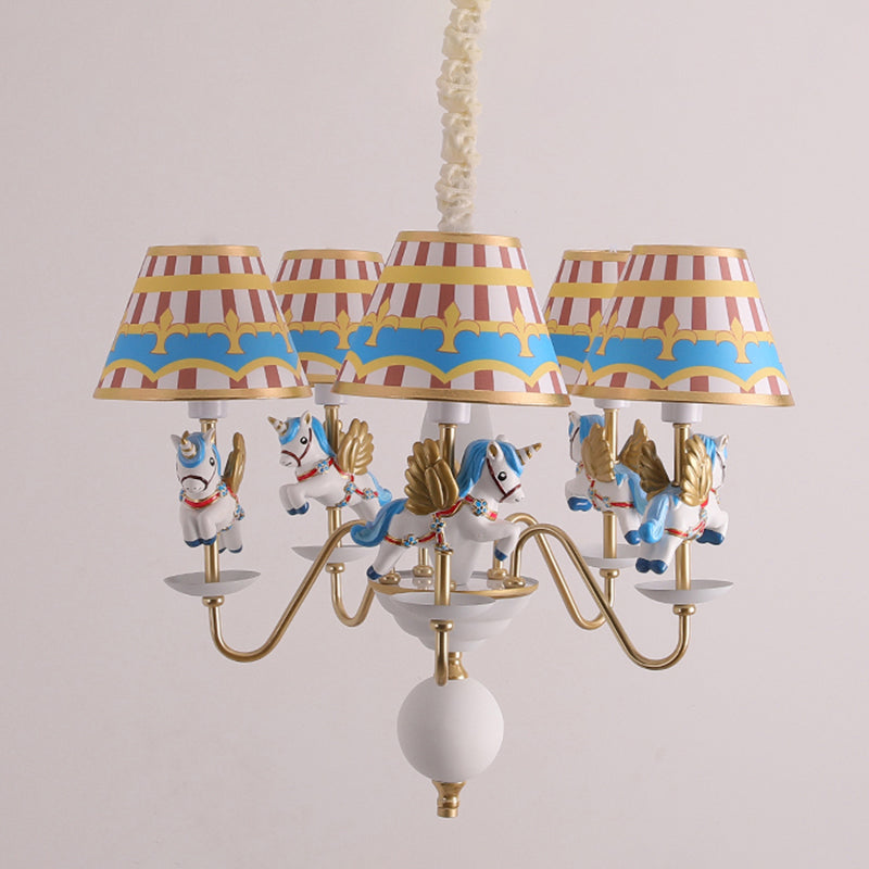 Cartoon Flying Unicorn Chandelier Pendant Light Resin Nursery Hanging Light with Empire Shade Clearhalo 'Ceiling Lights' 'Chandeliers' Lighting' options 2197430