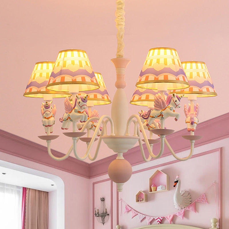 Cartoon Flying Unicorn Chandelier Pendant Light Resin Nursery Hanging Light with Empire Shade Clearhalo 'Ceiling Lights' 'Chandeliers' Lighting' options 2197432