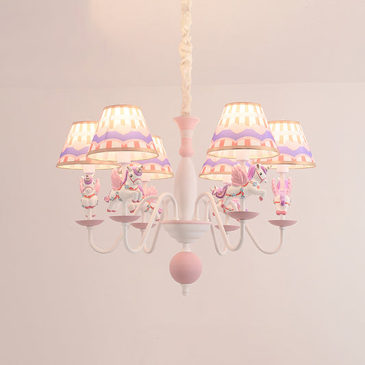 Cartoon Flying Unicorn Chandelier Pendant Light Resin Nursery Hanging Light with Empire Shade Clearhalo 'Ceiling Lights' 'Chandeliers' Lighting' options 2197433