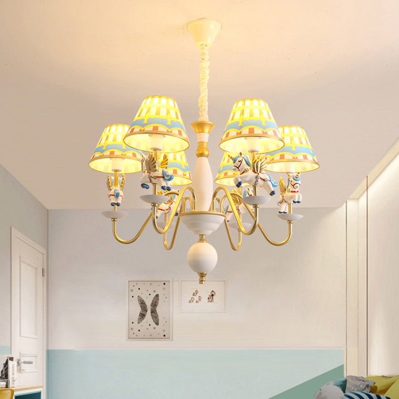 Cartoon Flying Unicorn Chandelier Pendant Light Resin Nursery Hanging Light with Empire Shade Clearhalo 'Ceiling Lights' 'Chandeliers' Lighting' options 2197434