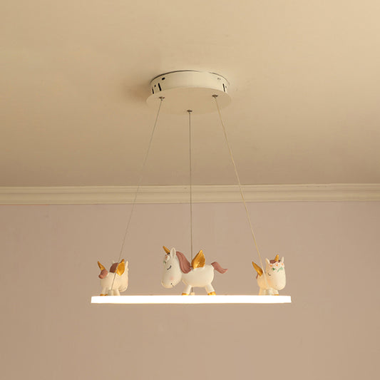 Ring LED Chandelier Light Childrens Acrylic Kindergarten Pendant Light Fixture with Resin Unicorn Clearhalo 'Ceiling Lights' 'Chandeliers' Lighting' options 2197448