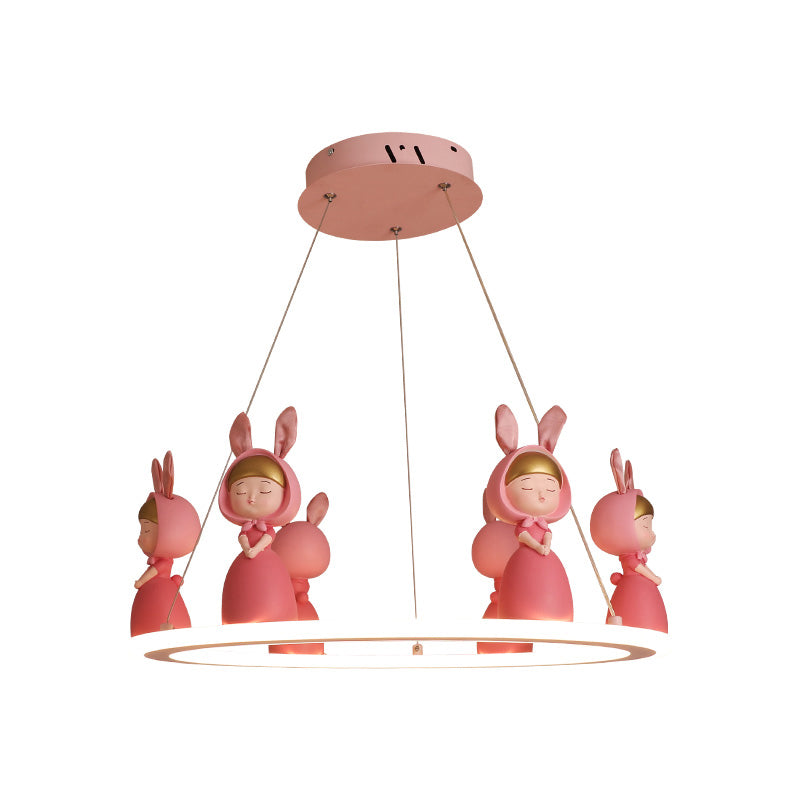 Acrylic Circular Suspension Light Kids Chandelier Lighting with Decorative Figurine for Nursery Clearhalo 'Ceiling Lights' 'Chandeliers' Lighting' options 2197451