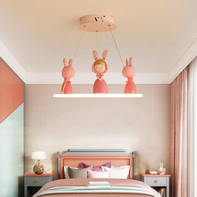 Acrylic Circular Suspension Light Kids Chandelier Lighting with Decorative Figurine for Nursery Clearhalo 'Ceiling Lights' 'Chandeliers' Lighting' options 2197454