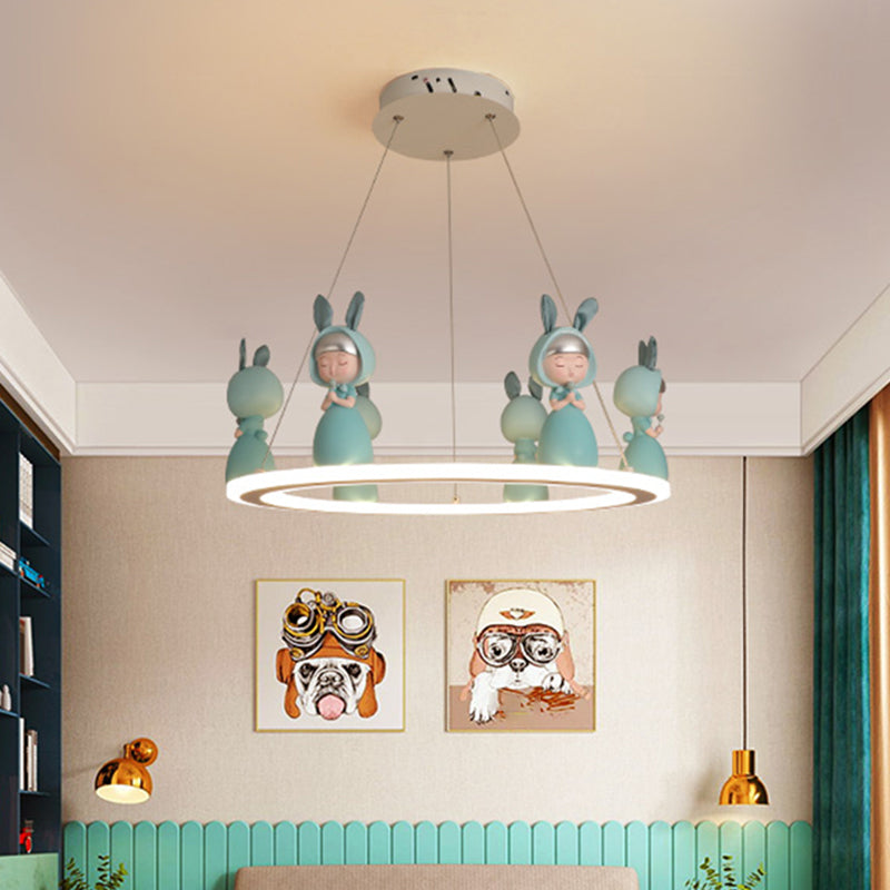 Acrylic Circular Suspension Light Kids Chandelier Lighting with Decorative Figurine for Nursery Green Large Clearhalo 'Ceiling Lights' 'Chandeliers' Lighting' options 2197456_a12dfcd1-415b-4812-a2cf-c61a0512f98c