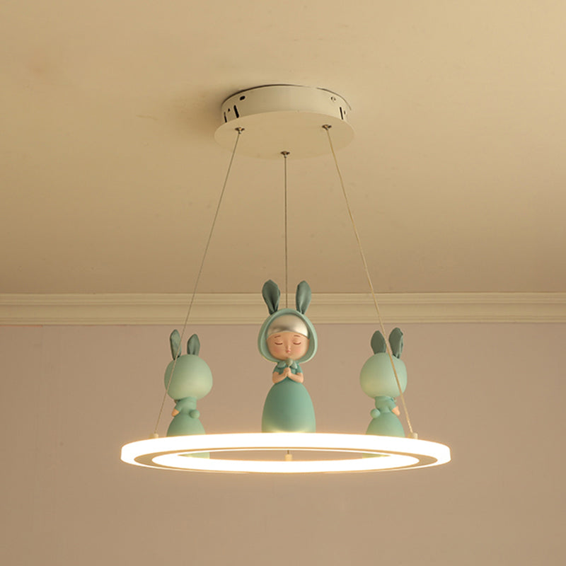 Acrylic Circular Suspension Light Kids Chandelier Lighting with Decorative Figurine for Nursery Clearhalo 'Ceiling Lights' 'Chandeliers' Lighting' options 2197459