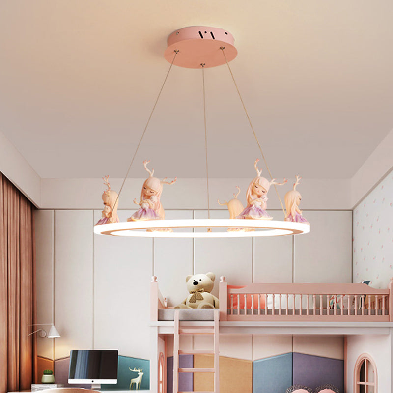 Acrylic Circular Suspension Light Kids Chandelier Lighting with Decorative Figurine for Nursery Clearhalo 'Ceiling Lights' 'Chandeliers' Lighting' options 2197461