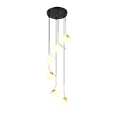 Ball Shade Hanging Lighting Simplicity Opal Glass Staircase Multi Light Pendant in Gold Clearhalo 'Ceiling Lights' 'Glass shade' 'Glass' 'Modern Pendants' 'Modern' 'Pendant Lights' 'Pendants' Lighting' 2197480