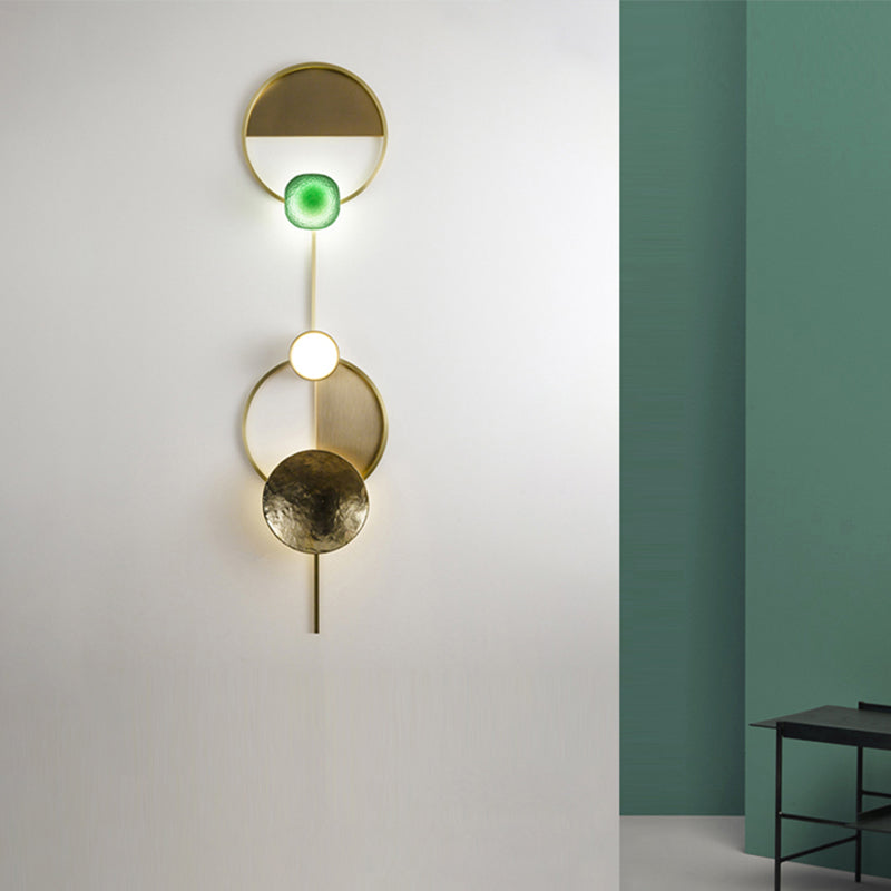 Minimalist Orbit Wall Sconce Lamp 10"/12.5"/17" Wide Metallic Wall Light Fixture in Brass, White Light Clearhalo 'Cast Iron' 'Glass' 'Industrial' 'Modern wall lights' 'Modern' 'Tiffany' 'Traditional wall lights' 'Wall Lamps & Sconces' 'Wall Lights' Lighting' 219752