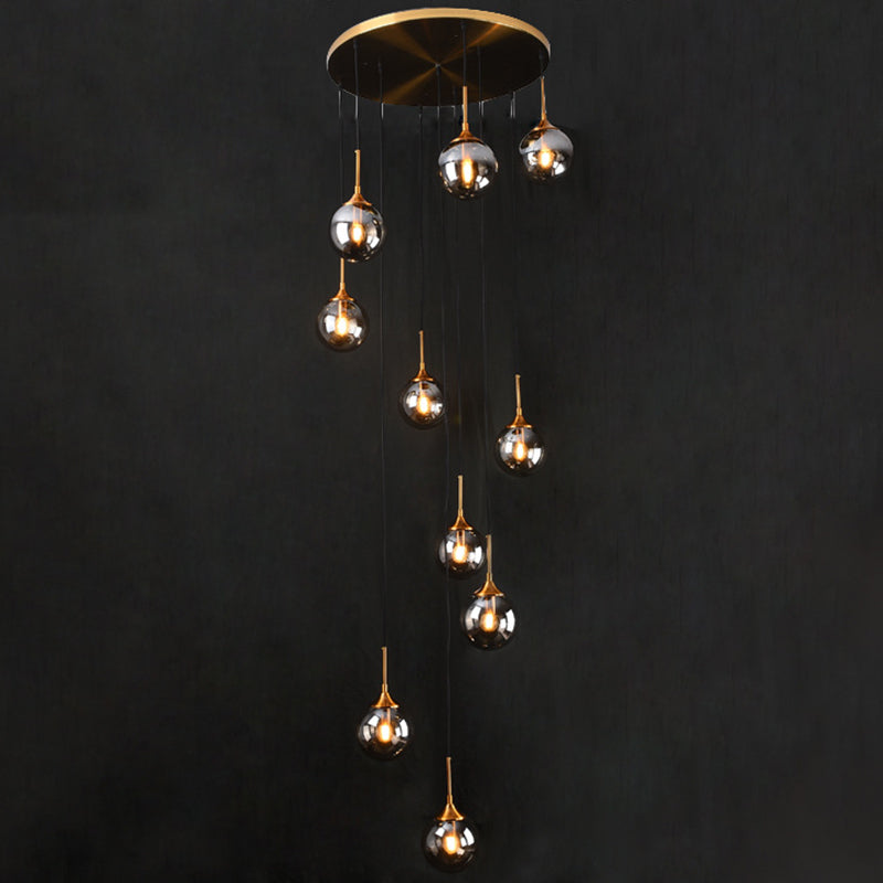 Nordic Style Spiral Ball Hanging Lighting Glass Staircase Multi Light Pendant Clearhalo 'Ceiling Lights' 'Glass shade' 'Glass' 'Modern Pendants' 'Modern' 'Pendant Lights' 'Pendants' Lighting' 2197522