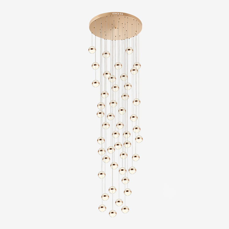 Ball Shade LED Multi Ceiling Light Crystal Staircase Suspension Lighting in Gold Clearhalo 'Ceiling Lights' 'Modern Pendants' 'Modern' 'Pendant Lights' 'Pendants' Lighting' 2197526