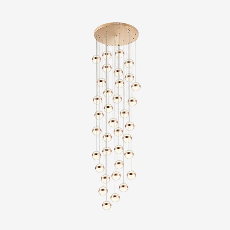 Ball Shade LED Multi Ceiling Light Crystal Staircase Suspension Lighting in Gold 36 Gold Clearhalo 'Ceiling Lights' 'Modern Pendants' 'Modern' 'Pendant Lights' 'Pendants' Lighting' 2197527