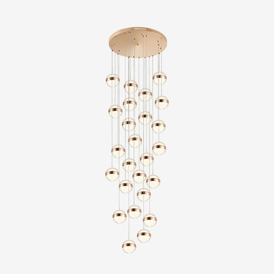 Ball Shade LED Multi Ceiling Light Crystal Staircase Suspension Lighting in Gold Clearhalo 'Ceiling Lights' 'Modern Pendants' 'Modern' 'Pendant Lights' 'Pendants' Lighting' 2197529