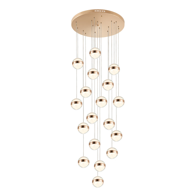 Ball Shade LED Multi Ceiling Light Crystal Staircase Suspension Lighting in Gold Clearhalo 'Ceiling Lights' 'Modern Pendants' 'Modern' 'Pendant Lights' 'Pendants' Lighting' 2197532