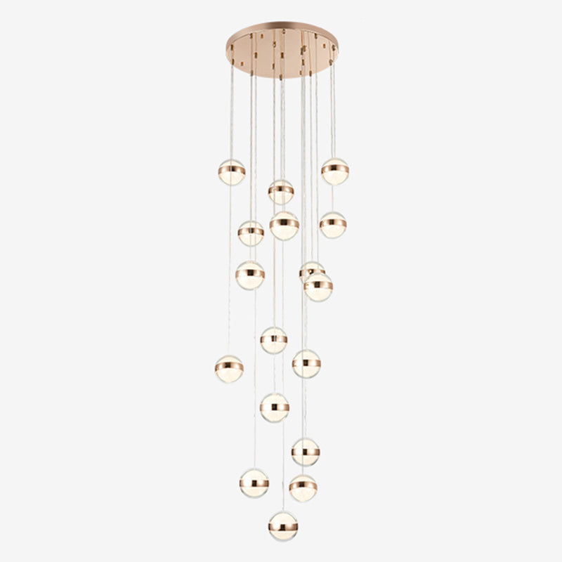 Ball Shade LED Multi Ceiling Light Crystal Staircase Suspension Lighting in Gold Clearhalo 'Ceiling Lights' 'Modern Pendants' 'Modern' 'Pendant Lights' 'Pendants' Lighting' 2197533