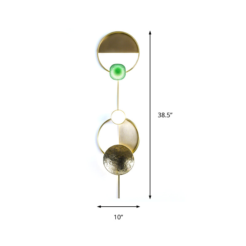 Minimalist Orbit Wall Sconce Lamp 10"/12.5"/17" Wide Metallic Wall Light Fixture in Brass, White Light Clearhalo 'Cast Iron' 'Glass' 'Industrial' 'Modern wall lights' 'Modern' 'Tiffany' 'Traditional wall lights' 'Wall Lamps & Sconces' 'Wall Lights' Lighting' 219754