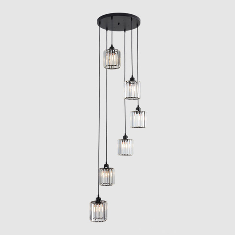 Geometric Prismatic Crystal Multi Ceiling Light Simplicity Black Suspension Lighting for Staircase Clearhalo 'Ceiling Lights' 'Modern Pendants' 'Modern' 'Pendant Lights' 'Pendants' Lighting' 2197566