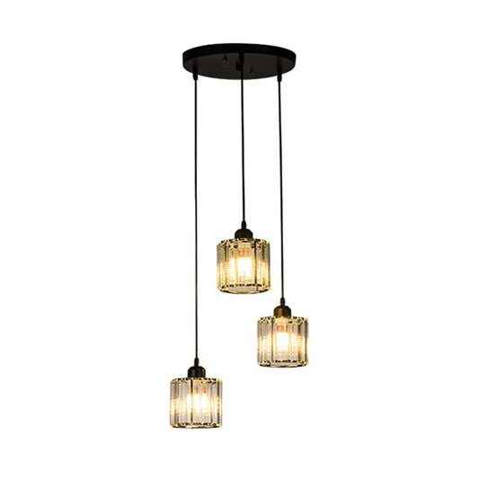 Geometric Prismatic Crystal Multi Ceiling Light Simplicity Black Suspension Lighting for Staircase Clearhalo 'Ceiling Lights' 'Modern Pendants' 'Modern' 'Pendant Lights' 'Pendants' Lighting' 2197569