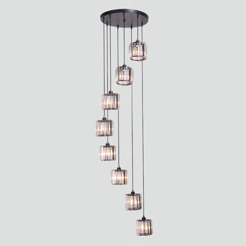 Geometrical Shade Staircase Suspension Light Glass Contemporary Multi Light Pendant Clearhalo 'Ceiling Lights' 'Glass shade' 'Glass' 'Modern Pendants' 'Modern' 'Pendant Lights' 'Pendants' Lighting' 2197574