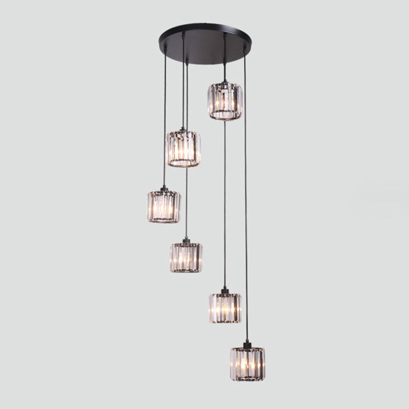 Geometrical Shade Staircase Suspension Light Glass Contemporary Multi Light Pendant Clearhalo 'Ceiling Lights' 'Glass shade' 'Glass' 'Modern Pendants' 'Modern' 'Pendant Lights' 'Pendants' Lighting' 2197577