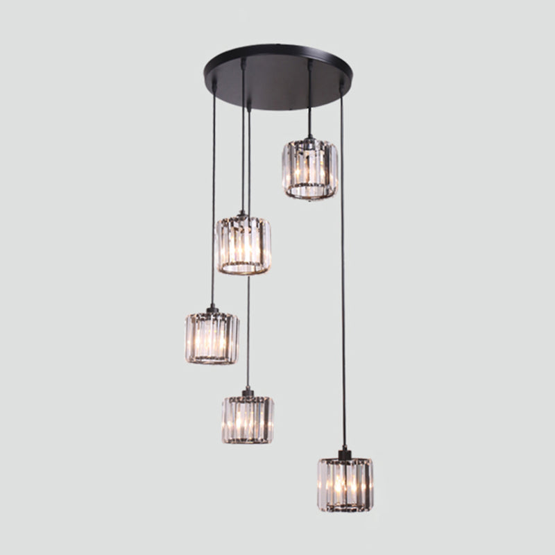 Geometrical Shade Staircase Suspension Light Glass Contemporary Multi Light Pendant Clearhalo 'Ceiling Lights' 'Glass shade' 'Glass' 'Modern Pendants' 'Modern' 'Pendant Lights' 'Pendants' Lighting' 2197579