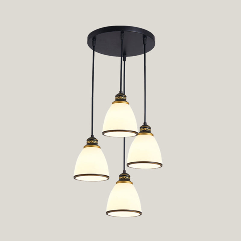 Geometrical Shade Staircase Suspension Light Glass Contemporary Multi Light Pendant 4 Black Cone Clearhalo 'Ceiling Lights' 'Glass shade' 'Glass' 'Modern Pendants' 'Modern' 'Pendant Lights' 'Pendants' Lighting' 2197586