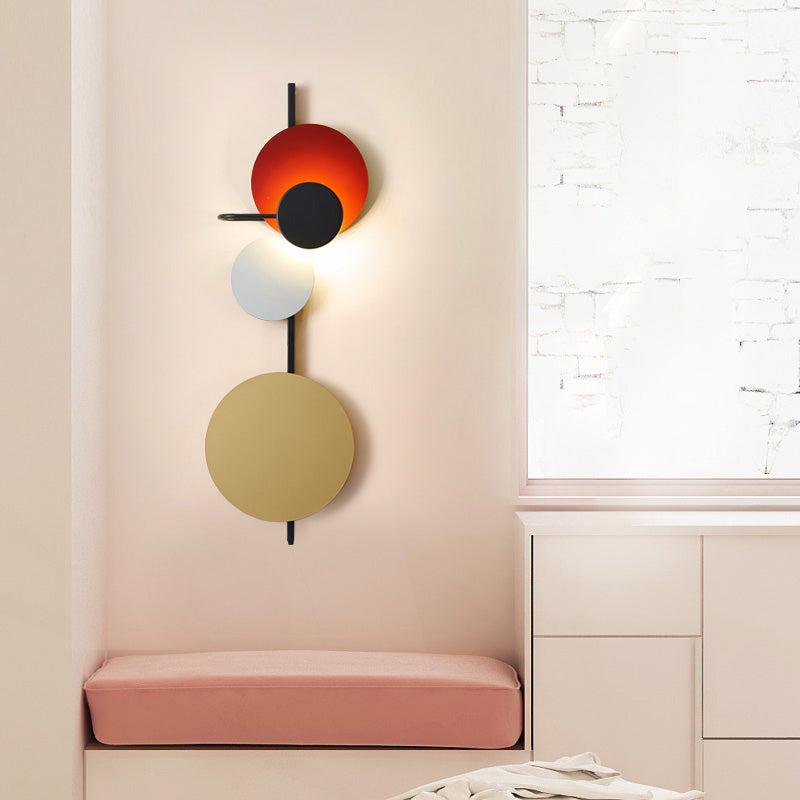 Metallic Spherical LED Wall Light Contemporary Living Room Sconce Light Fixture in Red/Pink/Blue with Adjustable Design Red Clearhalo 'Cast Iron' 'Glass' 'Industrial' 'Modern wall lights' 'Modern' 'Tiffany' 'Traditional wall lights' 'Wall Lamps & Sconces' 'Wall Lights' Lighting' 219759
