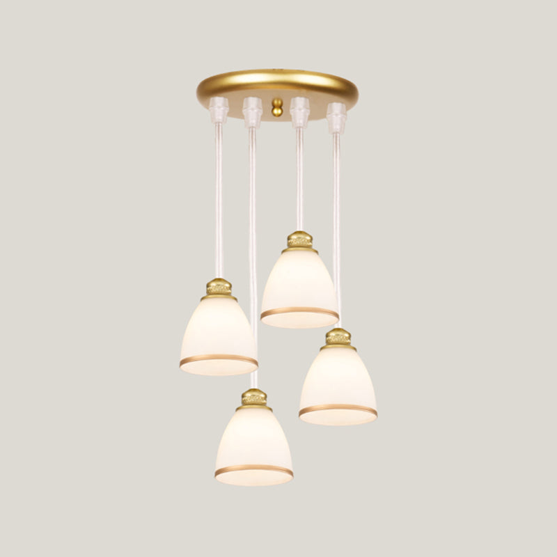 Geometrical Shade Staircase Suspension Light Glass Contemporary Multi Light Pendant 4 Gold Cone Clearhalo 'Ceiling Lights' 'Glass shade' 'Glass' 'Modern Pendants' 'Modern' 'Pendant Lights' 'Pendants' Lighting' 2197596