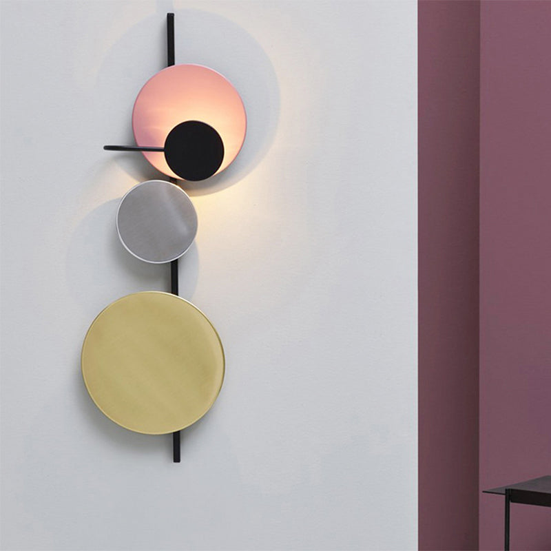 Metallic Spherical LED Wall Light Contemporary Living Room Sconce Light Fixture in Red/Pink/Blue with Adjustable Design Pink Clearhalo 'Cast Iron' 'Glass' 'Industrial' 'Modern wall lights' 'Modern' 'Tiffany' 'Traditional wall lights' 'Wall Lamps & Sconces' 'Wall Lights' Lighting' 219762