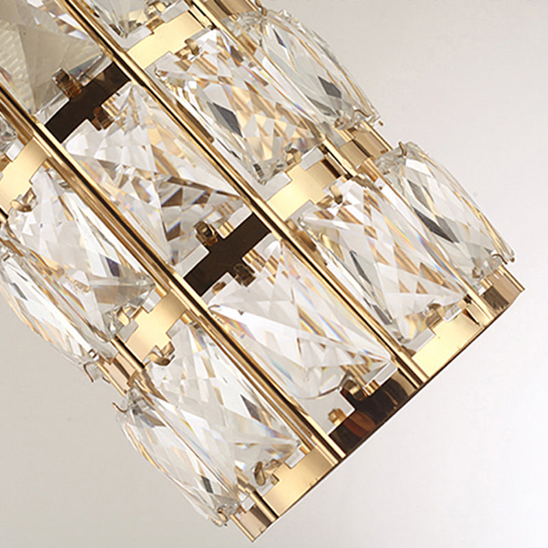Crystal-Encrusted Cylindrical Multi Ceiling Lamp Modern 10 Bulbs Suspension Light Fixture for Staircase Clearhalo 'Ceiling Lights' 'Modern Pendants' 'Modern' 'Pendant Lights' 'Pendants' Lighting' 2197640