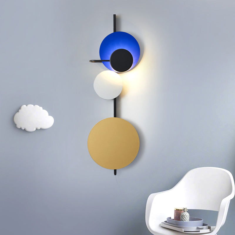 Metallic Spherical LED Wall Light Contemporary Living Room Sconce Light Fixture in Red/Pink/Blue with Adjustable Design Blue Clearhalo 'Cast Iron' 'Glass' 'Industrial' 'Modern wall lights' 'Modern' 'Tiffany' 'Traditional wall lights' 'Wall Lamps & Sconces' 'Wall Lights' Lighting' 219765