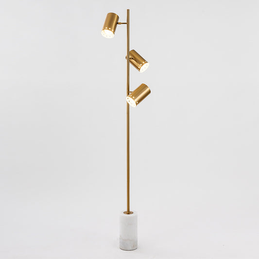 Cylindrical Metallic Stand Up Lamp Postmodern Gold Floor Lighting with Marble Base Gold Clearhalo 'Floor Lamps' 'Lamps' Lighting' 2197781