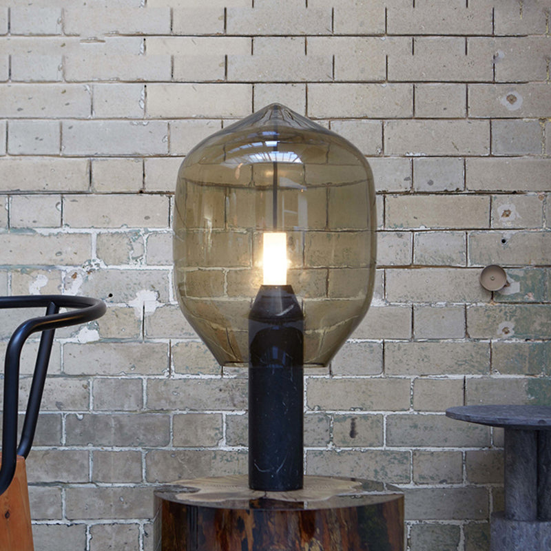 Water Bottle Table Lighting Post-Modern Metallic Bedside LED Nightstand Lamp with Blown Glass Shade Clearhalo 'Lamps' 'Table Lamps' Lighting' 2197820