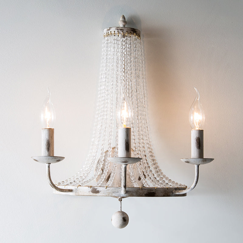 Crystal White Wall Mount Light Cascading Retro Wall Lighting with Metallic Candlestick Clearhalo 'Wall Lamps & Sconces' 'Wall Lights' Lighting' 2197964