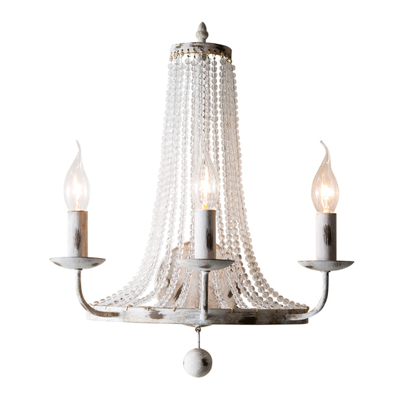 Crystal White Wall Mount Light Cascading Retro Wall Lighting with Metallic Candlestick Clearhalo 'Wall Lamps & Sconces' 'Wall Lights' Lighting' 2197965