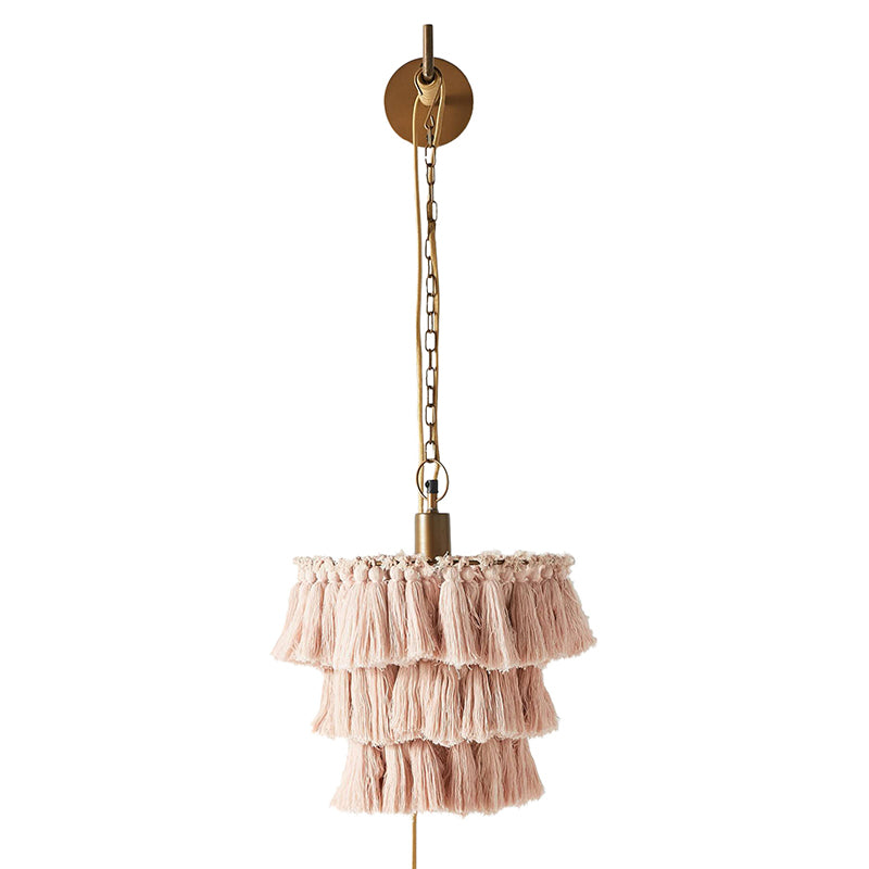 Layered Round Tassel Wall Mount Lighting Retro Single Bedroom Hanging Pendant Light Clearhalo 'Wall Lamps & Sconces' 'Wall Lights' Lighting' 2197989