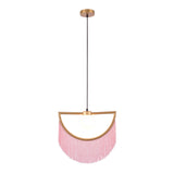 Minimalism Globe Suspension Light 1-Light Opal Glass Hanging Lamp with Decorative Fringe Clearhalo 'Ceiling Lights' 'Pendant Lights' 'Pendants' Lighting' 2198001