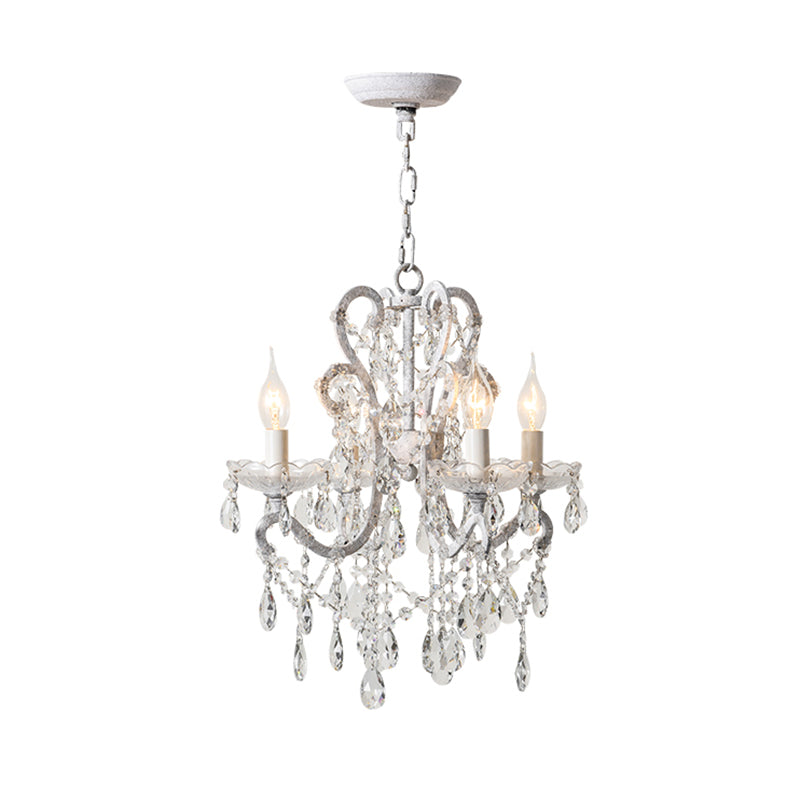 Candle Metal Chandelier Pendant Light Vintage Living Room Hanging Light with Crystal Bead Accent Clearhalo 'Ceiling Lights' 'Chandeliers' Lighting' options 2198032